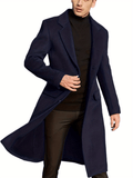 kkboxly  Men's Elegant Trench Coat, Casual Wool-like Fabric Warm Overcoat For Fall Winter