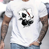 kkboxly  Poker Dice Print, Men's Graphic T-shirt, Casual Comfy Tees For Summer