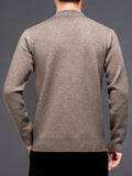 kkboxly  Men's Stylish Loose Stripe Pattern Knitted Sweater, Casual Breathable Long Sleeve Crew Neck Top For City Walk Street Hanging Outdoor Activities