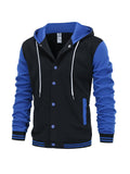 kkboxly  Hoodie Baseball Jacket, Hooded Varsity Baseball Jacket Letterman Jacket, Men’s Coat For Spring Fall