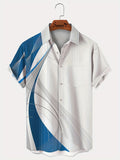 kkboxly  Men's Gradient Geometric Art Button-up Lapel Shirt, Fashion Sports Tee, Loose Casual Comfy Top, Men's Plus Size Clothing