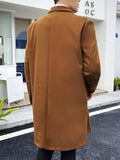 kkboxly  Men's Elegant Trench Double Breasted Coat, Casual Wool-like Fabric Warm Overcoat For Fall Winter