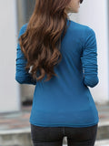 kkboxly  Solid Color Mock Neck T-Shirt, Casual Long Sleeve Slim T-Shirt For Spring & Fall, Women's Clothing
