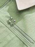 kkboxly kkboxly  Fashion Loose Men's Cotton Color Block Long Sleeve Full Zip Up Lapel Jacket With Zipper Pockets For Spring Fall Outdoor Street
