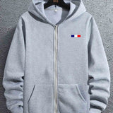kkboxly  Color Blocks Print Men's Hooded Coat Casual Long Sleeve Hoodies With Zipper Gym Sports Hooded Jacket For Spring Fall