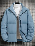 kkboxly  Men's Warm Padded Jacket, Casual Lapel Puffer Coat For Fall Winter