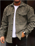 kkboxly  Men's Ethnic Style Jacket, Casual Button Up Flap Pocket Jacket