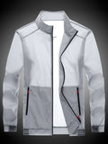 kkboxly  Casual Long Sleeves Pockets Jackets, Zipper Sun Protection Coats For Outdoor Sports Mountain Climbing Fishing, Men's Clothing