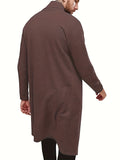 kkboxly  Plus Size Men's Solid Cardigan Fashion Casual Gown Spring Fall Winter Coat, Men's Clothing