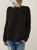 kkboxly  Lip Pattern Crew Neck Pullover Sweater, Casual Long Sleeve Pocket Sweater For Fall & Winter, Women's Clothing