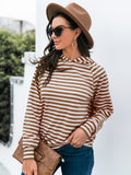 kkboxly  Women's Sweatshirt Casual Cute Striped Long Sleeve Hoodie