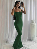 Solid Spaghetti Strap Dress, Sexy Sleeveless Bodycon Maxi Dress, Women's Clothing