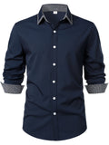 kkboxly  Men's Button Down Plaid Collar  Long Sleeve Shirt, Business Casual Dress Shirts