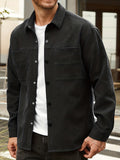 Solid Color Jackets For Men Dual Pockets Snap Button Up Lapel Stylish Coat Jackets For Men