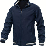 kkboxly  Solid Men's Casual Baseball Bomber Jacket Coat Regular Fit College Hipster Windbreaker For Spring Autumn