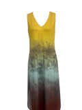 kkboxly  Color Block Split Sleeveless Dress, Casual Tank Dress For Spring & Summer, Women's Clothing
