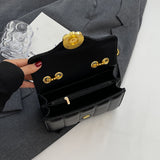 kkboxly  Mini Quilted Crossbody Bag, Trendy Chain Shoulder Bag, Women's PU Leather Square Purse