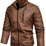 kkboxly  Stay Warm and Stylish with This Men's Retro PU Leather Jacket