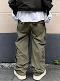 Solid Multi Flap Pockets Men's Straight Leg Cargo Pants, Loose Casual Outdoor Pants, Men's Work Pants Baggy Pants Trendy Streetwear