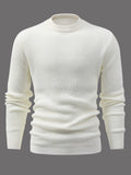 kkboxly  All Match Knitted Sweater, Men's Casual Warm Mid Stretch Round Neck Pullover Sweater For Fall Winter