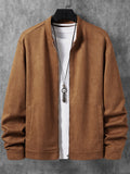 kkboxly  Men's Casual Suedette Zip Up Biker Jacket, Chic Faux Leather Jacket