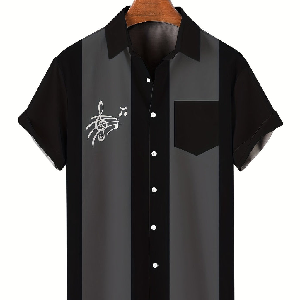 kkboxly  Stylish Men's Musical Note Printed Casual Shirt - Perfect for Parties and Streetwear