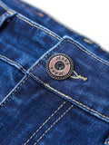 kkboxly  Men's Stylish Cotton Blend Solid Denim Trousers With Pockets, Causal Breathable Slim-fit Jeans For City Walk Street Hanging Outdoor Activities