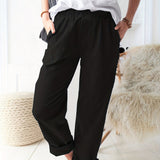 kkboxly  High Waist Straight Leg Pants, Casual Every Day Pants, Women's Clothing