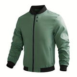 kkboxly  Men's Casual Zip-up Regular Fit Jacket, Zipper Pocket Baseball Jacket, Lightweight Casual Jacket For Men