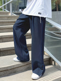 kkboxly  Chic Loose Fit Mopping Trousers, Men's Casual Solid Color Straight Leg Pants For Spring Summer