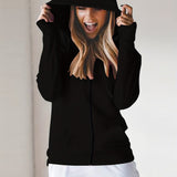 kkboxly   Elegant Solid Zip Up Hoodie With Pocket, Casual Every Day Sweatshirt For Fall & Winter, Women's Clothing