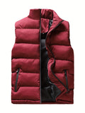 kkboxly Men's Autumn/Winter  Lightweight Sleeveless Zip-up Padded Vest With Chest Pockets