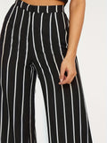 kkboxly  Striped Wide Leg Pants, Elegant High Waist Pants For Spring & Summer, Women's Clothing