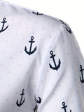 kkboxly  Men's Fashion Anchor Graphic Print Shirt For Spring/autumn, Oversized Long Sleeve Shirt For Males, Men's Clothing, Plus Size