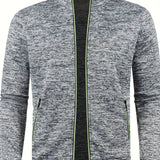 kkboxly  Elegant Mid Stretch Cardigan, Men's Casual Full Zip Up Cardigan Sweater Coat For Fall Winter