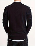 kkboxly Solid Knitted Cable Cotton Sweater, Men's Casual Warm Slightly Stretch Crew Neck Pullover Sweater For Men Fall Winter