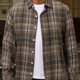 kkboxly  Plus Size Men's Plaid Shirt Oversized Long Sleeve Shirt For Fall Winter, Men's Clothing