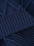 kkboxly  Plus Size Men's Turtleneck Solid Color Long Sleeve Knitted Henley Swearter, Loose Oversized Pullover For Work