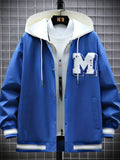 Stylish Embroidered Letter M Print Jacket, Men's Casual Windproof Baseball Jacket, Men's Outfits