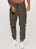 kkboxly kkboxly  Men's Retro Plaid Joggers, Men's Casual Stretch Waist Drawstring Thin Sports Pants Sweatpants For Spring Summer