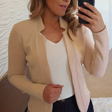 kkboxly  Solid Open Front Blazer, Casual Long Sleeve Blazer For Office & Work, Women's Clothing