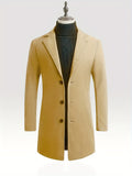 kkboxly  Classic Design Trench Coat, Men's Semi-formal Button Up Lapel Overcoat For Fall Winter Business
