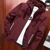 kkboxly  Men's Casual Hooded Windbreaker Jacket, Chic Zip Up Jacket For Outdoor Activities