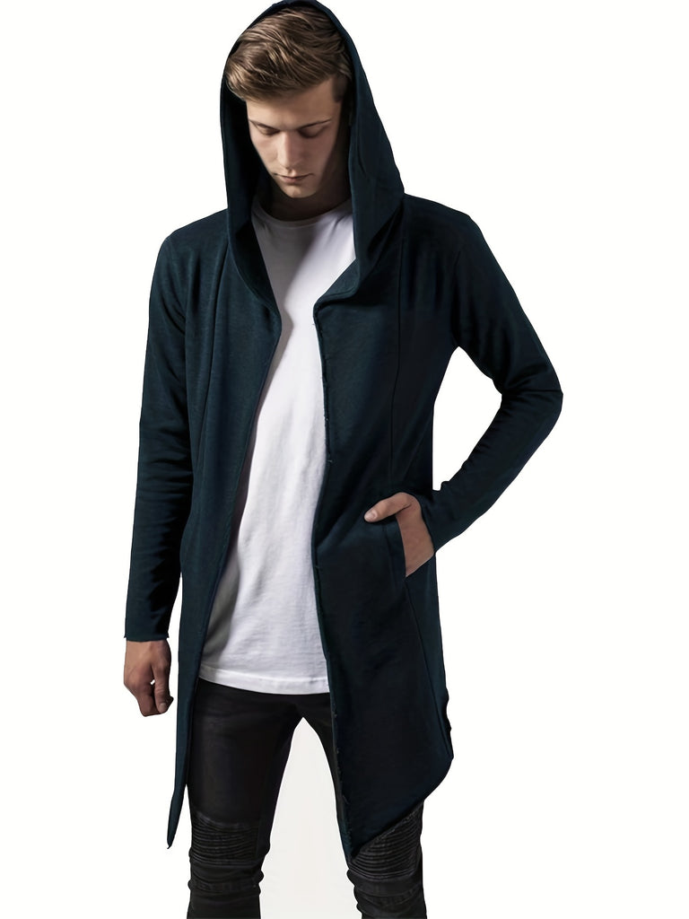 kkboxly  Solid Color Men's Hooded Sweatshirt Casual Long Sleeve Hoodies With Zip Up Gym Sports Hooded Jacket Cape Cloak