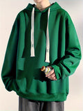 kkboxly  Men's Trendy Solid Hoodie, Casual Slightly Stretch Breathable Loose Hooded Sweatshirt For Outdoor