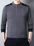 kkboxly  Men's Stylish Loose Solid Knitted Sweater, Casual Slightly Stretch Breathable Long Sleeve Turtle Neck Top For City Walk Street Hanging Outdoor Activities