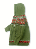 3j3 Women's Casual Hooded Knit Cardigan - Color Block, Button-Up, Long Sleeve with Pockets - Perfect for Fall & Winter
