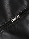 kkboxly  Men's Casual Pu Leather Jacket, Chic Stand Collar Biker Jacket