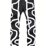 kkboxly  Stylish Men's Jeans Straight Skinny Street Style Denim Jeans With Pockets, Men's Outfits