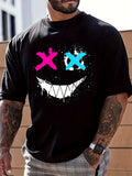 kkboxly  Trendy Pattern Print, Men's Graphic Design Crew Neck Active T-shirt, Casual Comfy Tees Tshirts For Summer, Men's Clothing Tops For Daily Gym Workout Running